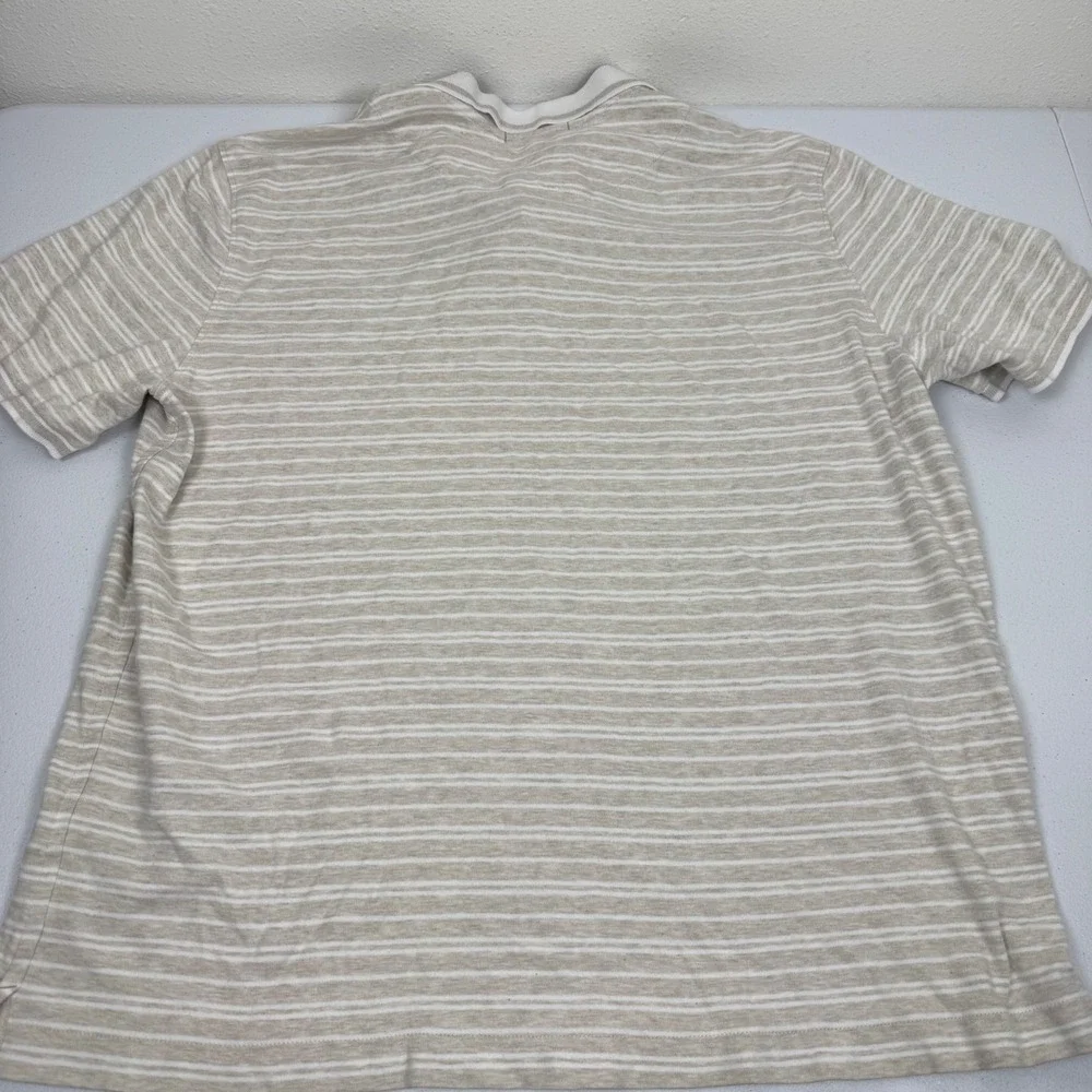 Banana Republic Luxury Touch Performance Polo Shirt Mens XL Tall Tan‎ Striped